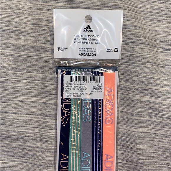 Adidas Creator Hairband 5 Pk Peach/Gray/Navy/Teal - Picture 5 of 6